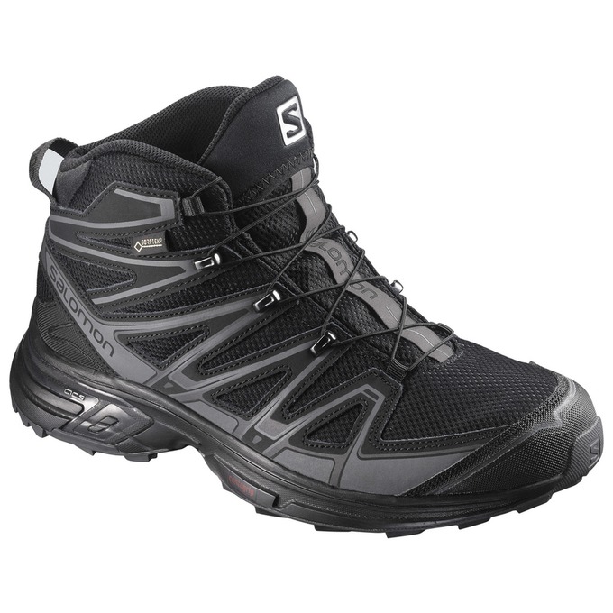 Black Women\'s Salomon X-CHASE MID GTX W Hiking Shoes | 160-WTBQYM