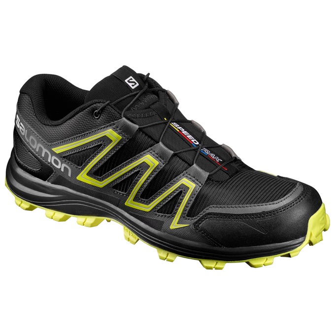 Black / Yellow Men\'s Salomon SPEEDTRAK Trail Running Shoes | 725-IRJNMK