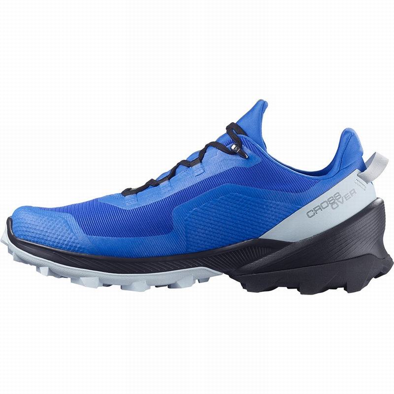 Blue / Black Men's Salomon CROSS OVER GORE-TEX Hiking Shoes | 315-BTLZMU