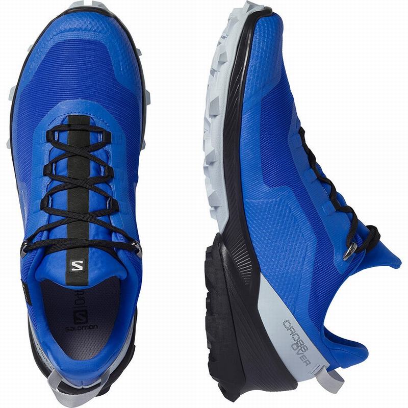 Blue / Black Men's Salomon CROSS OVER GORE-TEX Hiking Shoes | 315-BTLZMU