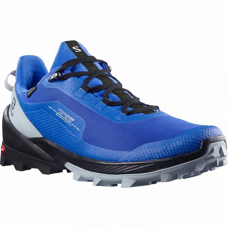 Blue / Black Men's Salomon CROSS OVER GORE-TEX Hiking Shoes | 315-BTLZMU