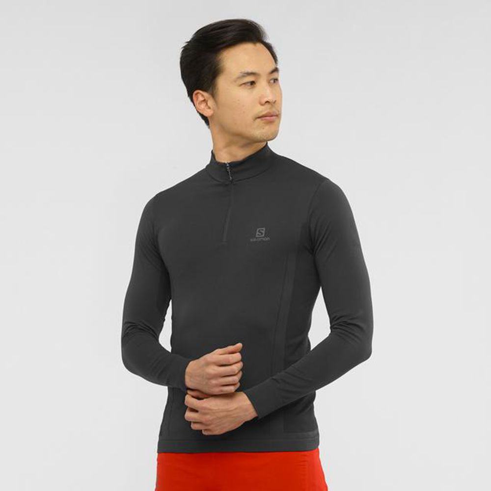 Blue Men's Salomon EXPLORE SEAMLESS HALF ZIP Midlayers | 983-TBJOZU