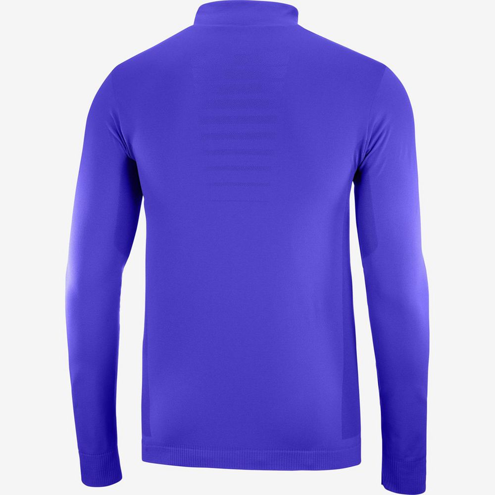 Blue Men's Salomon EXPLORE SEAMLESS HALF ZIP Midlayers | 983-TBJOZU