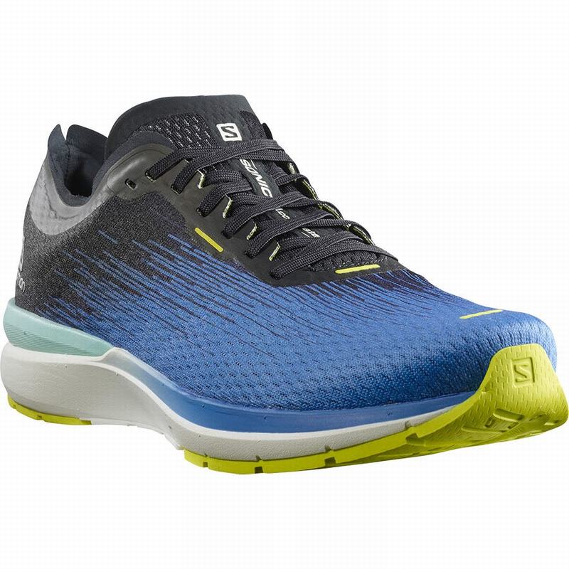 Blue / White Men's Salomon SONIC 4 ACCELERATE Running Shoes | 048-YMXVOI