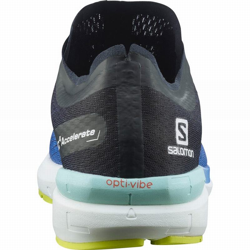 Blue / White Men's Salomon SONIC 4 ACCELERATE Running Shoes | 048-YMXVOI