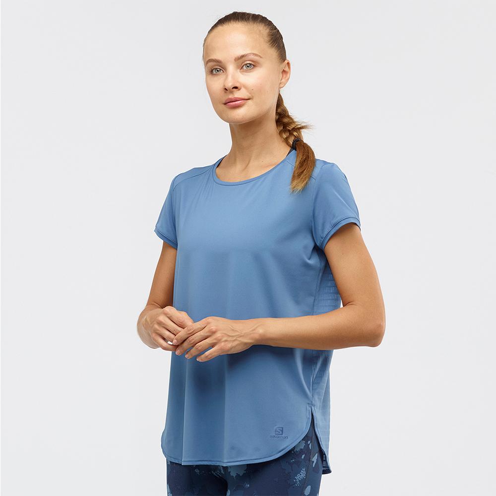 Blue Women's Salomon COMET BREEZE W T Shirts | 942-ZJOKCM