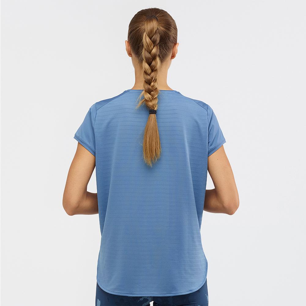 Blue Women's Salomon COMET BREEZE W T Shirts | 942-ZJOKCM