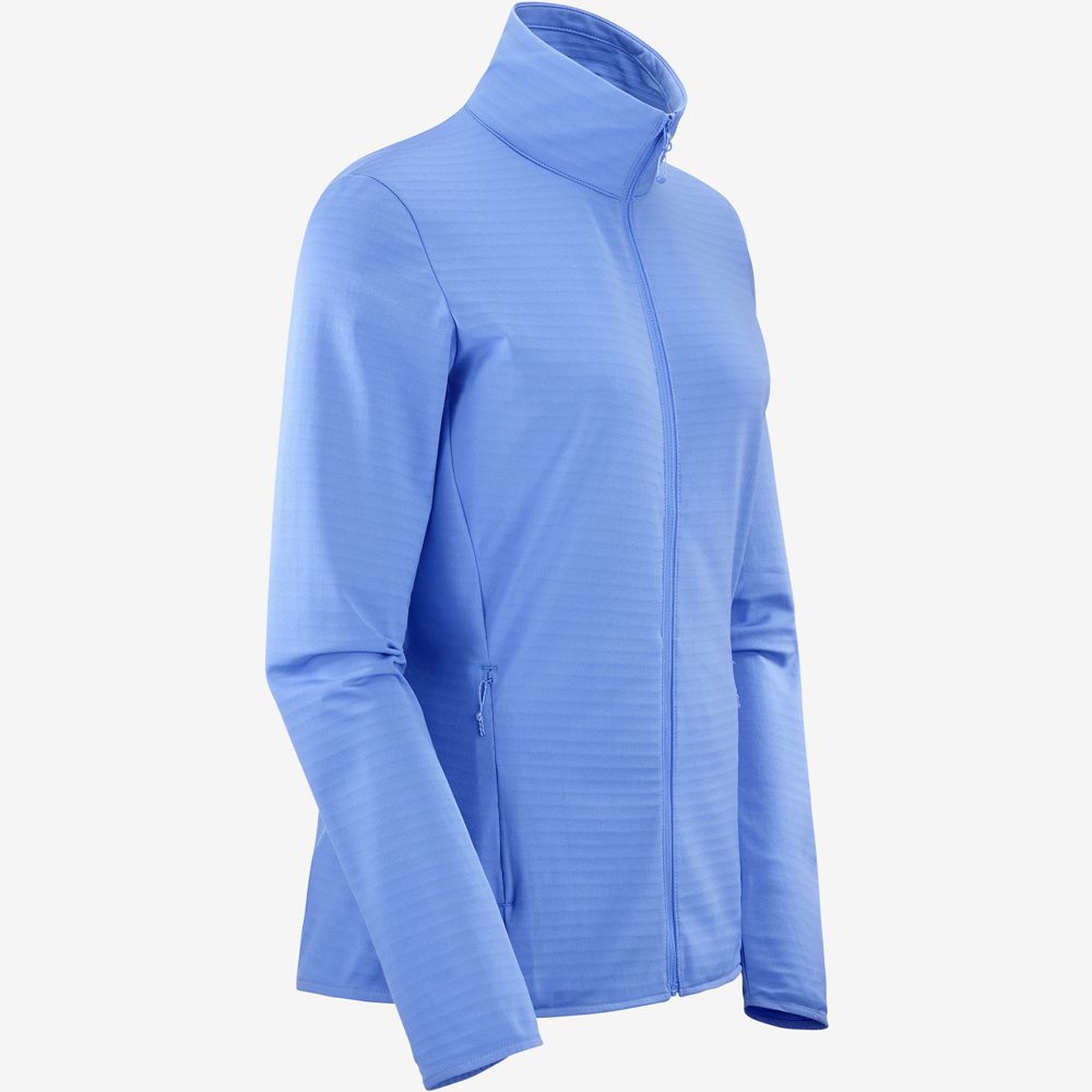 Blue Women's Salomon ESSENTIAL LIGHTWARM Full Zip Midlayer Jacket Midlayers | 264-WMIGKE