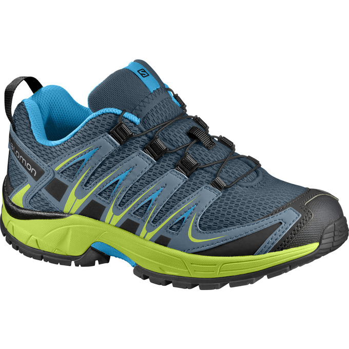 Blue / Yellow Kids\' Salomon XA PRO 3D K Trail Running Shoes | 093-AGUTDK