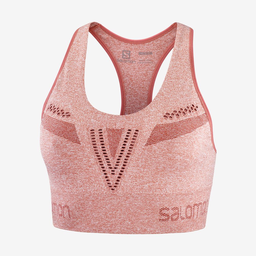 Brick Dust Women's Salomon ESSENTIAL MOVE ON SEAMLESS Sport Bra | 874-SCXZWL