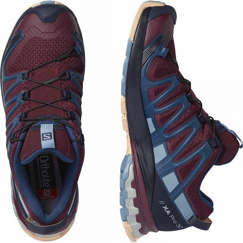 Burgundy / Blue Women's Salomon XA PRO 3D V8 Trail Running Shoes | 931-OJUXWZ