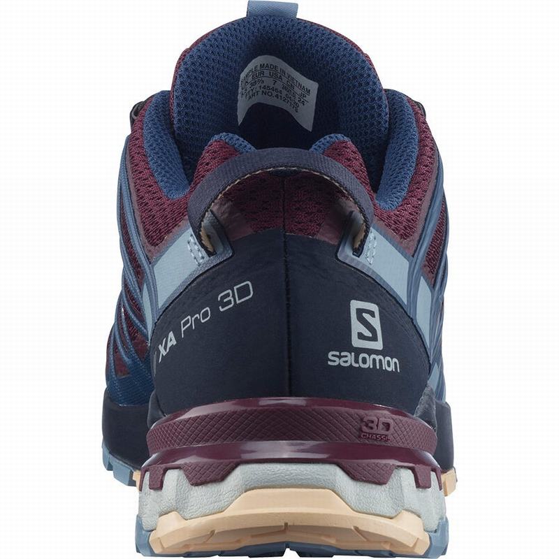 Burgundy / Blue Women's Salomon XA PRO 3D V8 Trail Running Shoes | 931-OJUXWZ