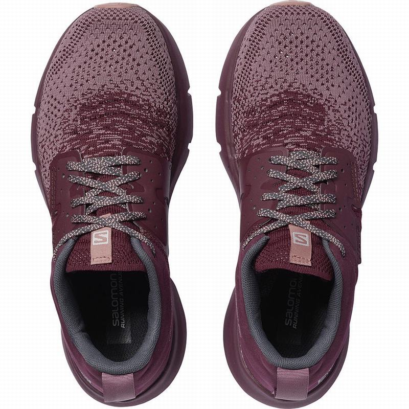 Burgundy / Dark Red Women's Salomon PREDICT SOC W Road Running Shoes | 647-FLNZAY