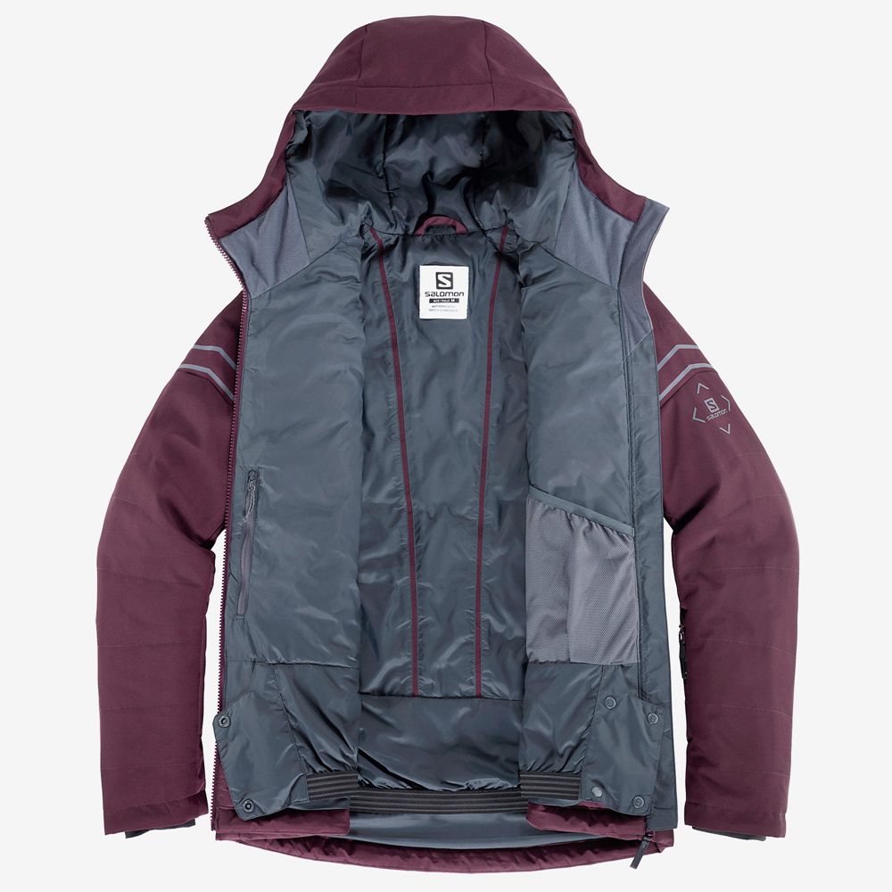 Burgundy Women's Salomon EDGE Woinsulated Jacket Hoodie Ski Jackets | 038-ZHXTEA