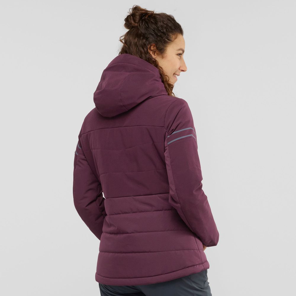 Burgundy Women's Salomon EDGE Woinsulated Jacket Hoodie Ski Jackets | 038-ZHXTEA