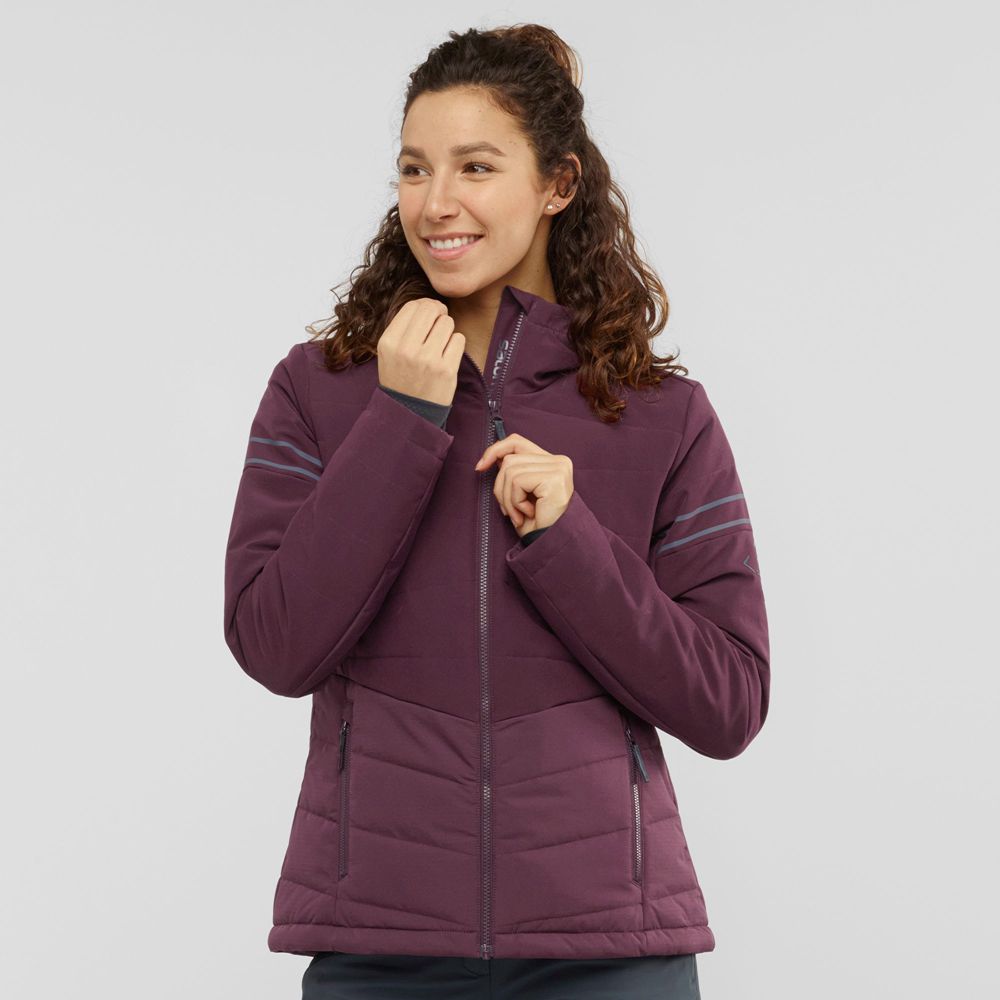 Burgundy Women\'s Salomon EDGE Woinsulated Jacket Hoodie Ski Jackets | 038-ZHXTEA