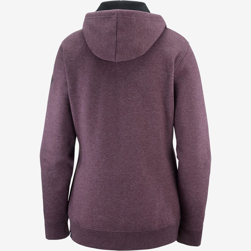 Burgundy Women's Salomon ESSENTIAL WARM Jacket Hoodie Midlayers | 512-RPATEF