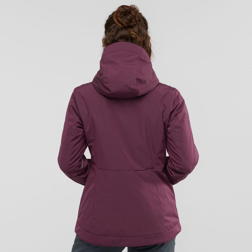 Burgundy Women's Salomon SNOW REBEL Ski Jackets | 581-IRLFZT