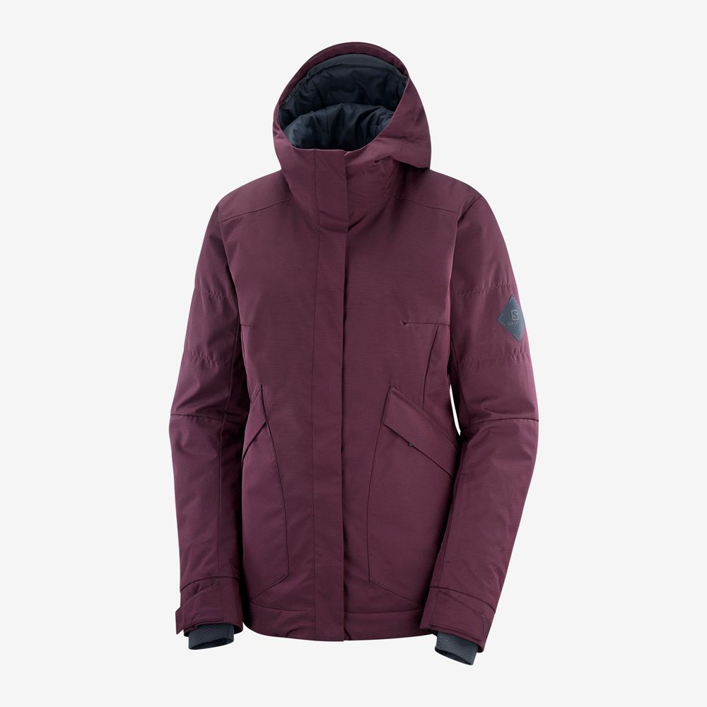 Burgundy Women's Salomon SNOW REBEL Ski Jackets | 581-IRLFZT