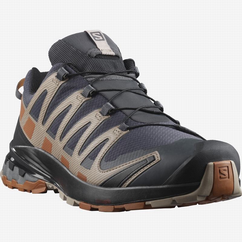 Dark Blue / Black Men's Salomon XA PRO 3D V8 GORE-TEX WIDE Hiking Shoes | 293-ODJLQB