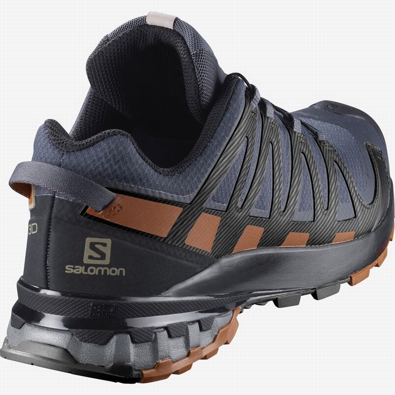 Dark Blue / Black Men's Salomon XA PRO 3D V8 GORE-TEX WIDE Hiking Shoes | 293-ODJLQB