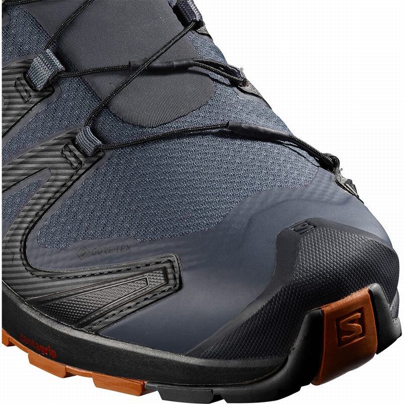 Dark Blue / Black Men's Salomon XA PRO 3D V8 GORE-TEX WIDE Trail Running Shoes | 479-HIRMLF