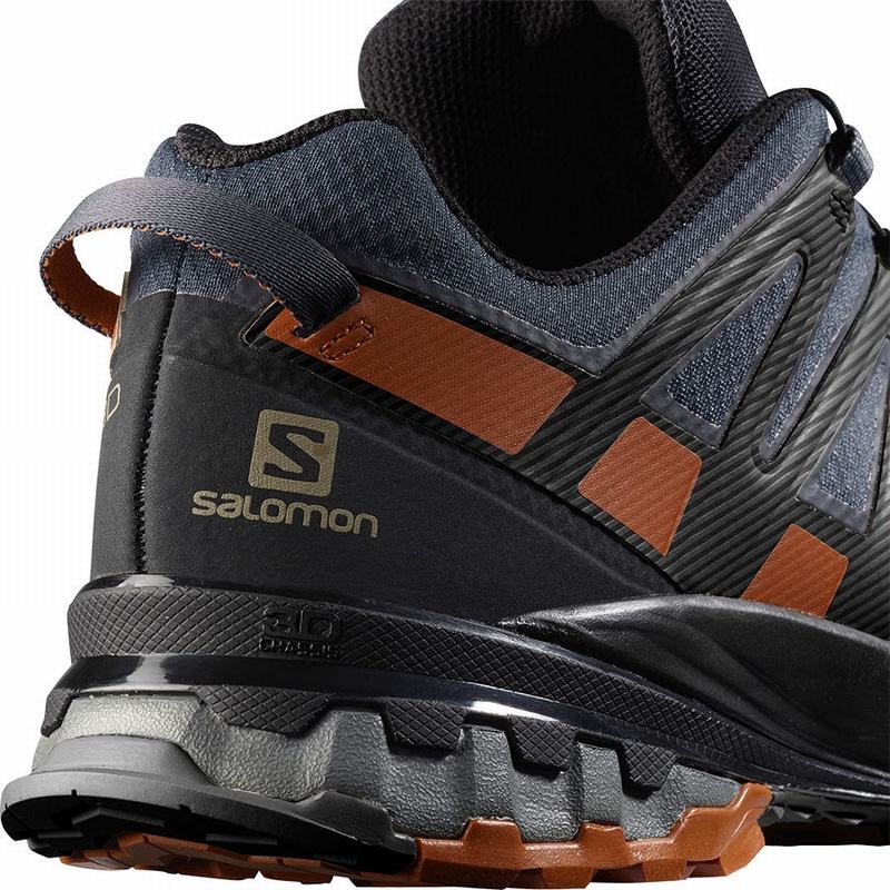 Dark Blue / Black Men's Salomon XA PRO 3D V8 GORE-TEX WIDE Trail Running Shoes | 479-HIRMLF