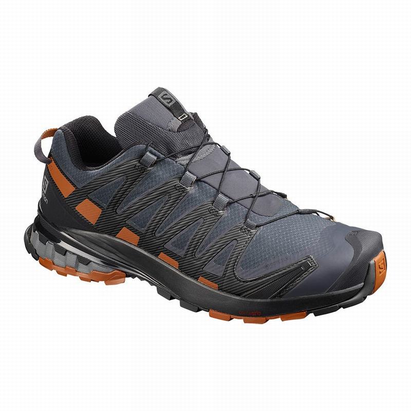 Dark Blue / Black Men\'s Salomon XA PRO 3D V8 GORE-TEX WIDE Trail Running Shoes | 479-HIRMLF