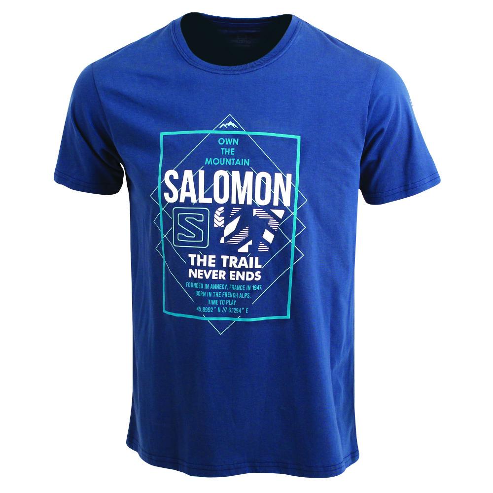 Dark Denim Men\'s Salomon FORT SS M T Shirts | 058-HPJQEB