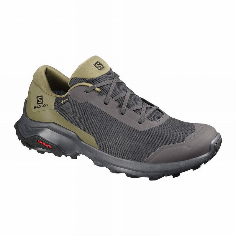 Dark Grey / Olive Men\'s Salomon X REVEAL GORE-TEX Hiking Shoes | 285-JNVOMP