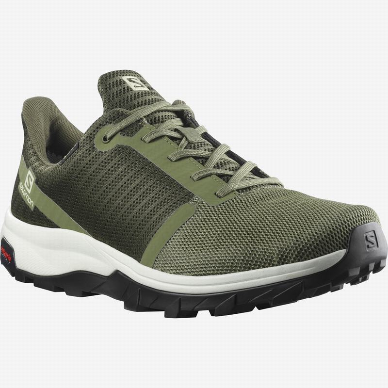 Deep Green / Olive Men's Salomon OUTBOUND PRISM GORE-TEX Hiking Shoes | 908-XELYUK