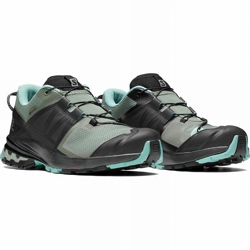 Green / Black Women's Salomon XA WILD GORE-TEX Trail Running Shoes | 609-NXTYBO