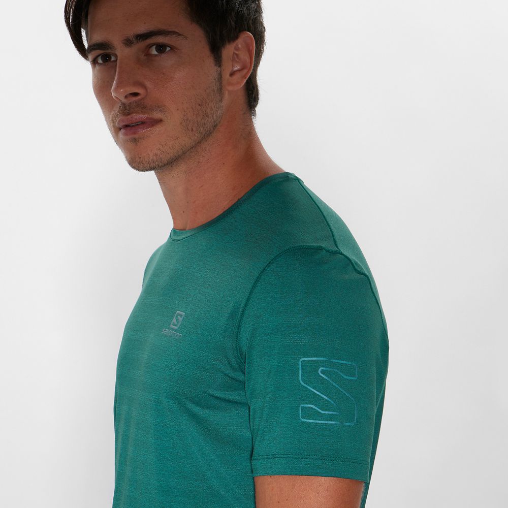 Green Men's Salomon OUTLINE New Trail Running Gear T Shirts | 459-EQWJZX