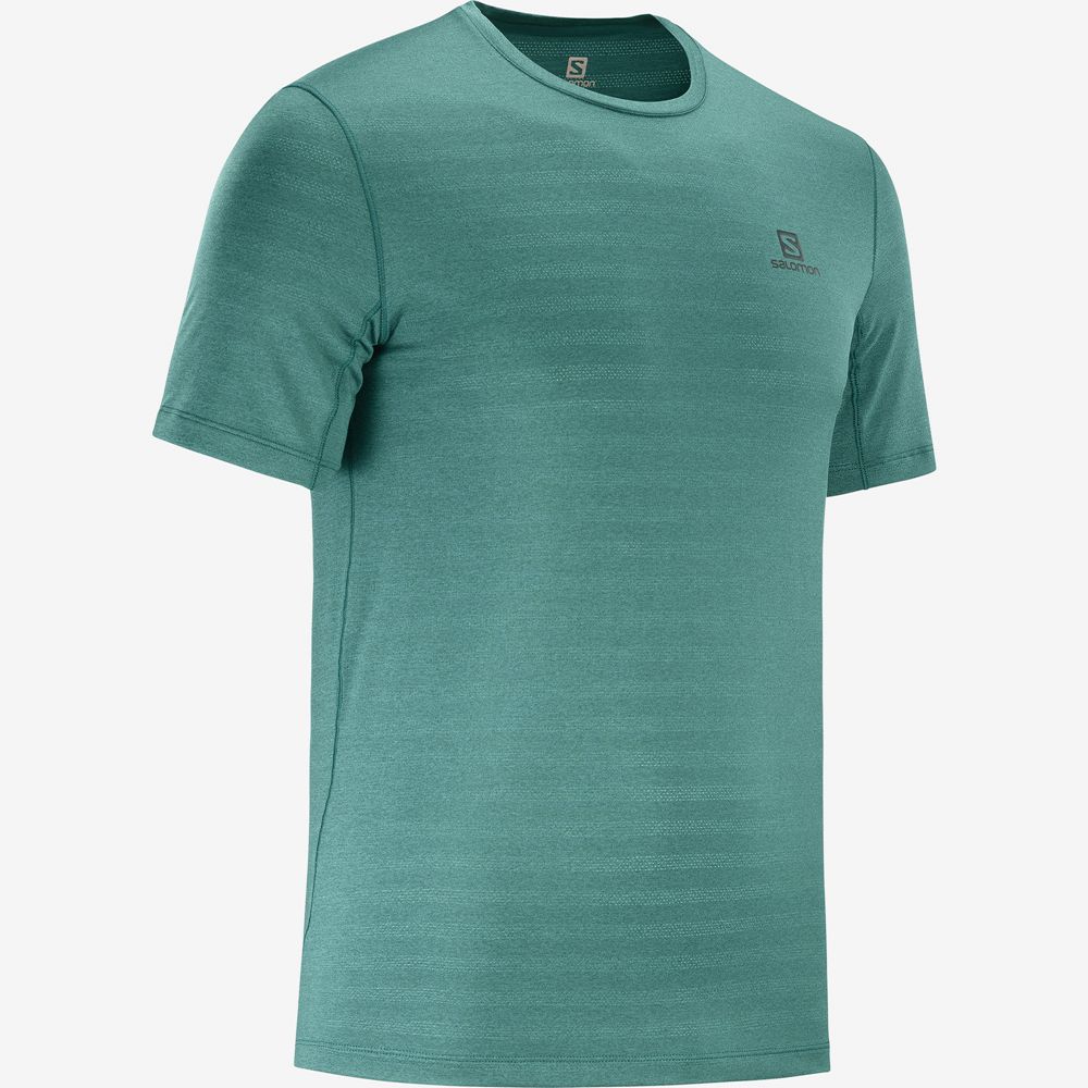 Green Men's Salomon OUTLINE New Trail Running Gear T Shirts | 459-EQWJZX