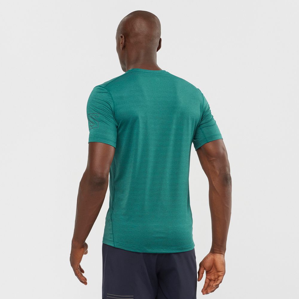 Green Men's Salomon OUTLINE New Trail Running Gear T Shirts | 459-EQWJZX