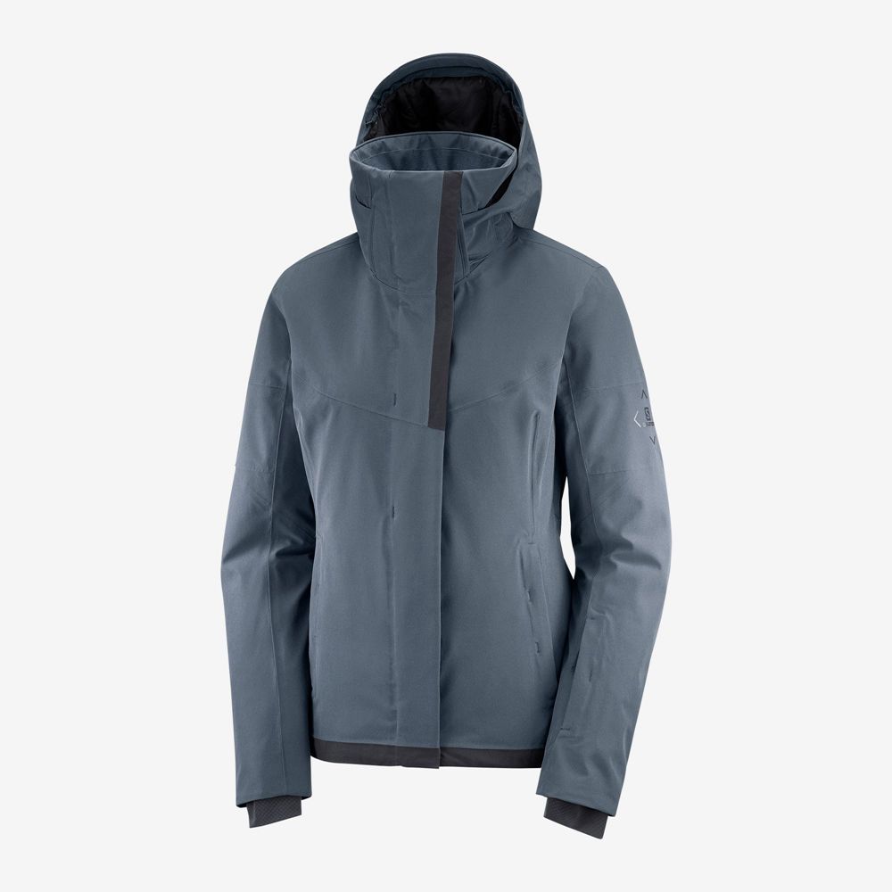 Grey / Black Women's Salomon SPEED Ski Jackets | 259-PZVGSH