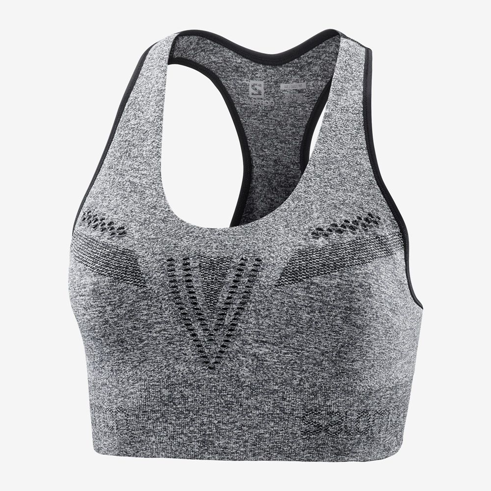 Grey Women's Salomon ESSENTIAL MOVE ON SEAMLESS Sport Bra | 713-GEFNCL