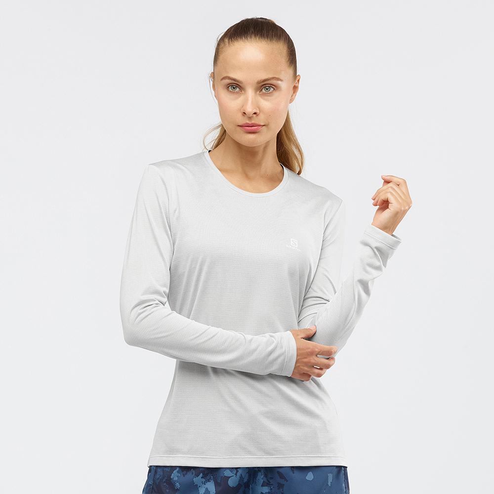 Light Grey Women's Salomon AGILE LS W Long Sleeve T Shirts | 670-LXBJDW