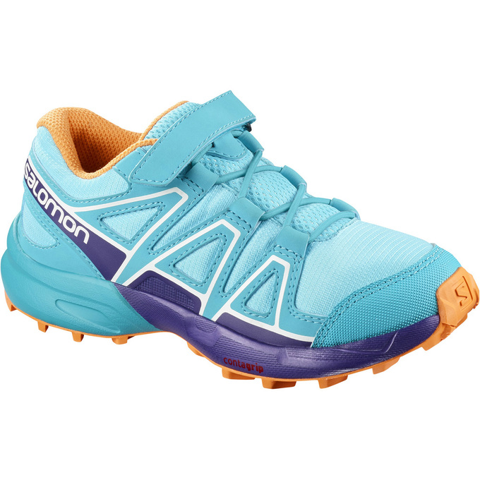 Light Turquoise Kids\' Salomon SPEEDCROSS BUNGEE K Trail Running Shoes | 038-NOLUIS