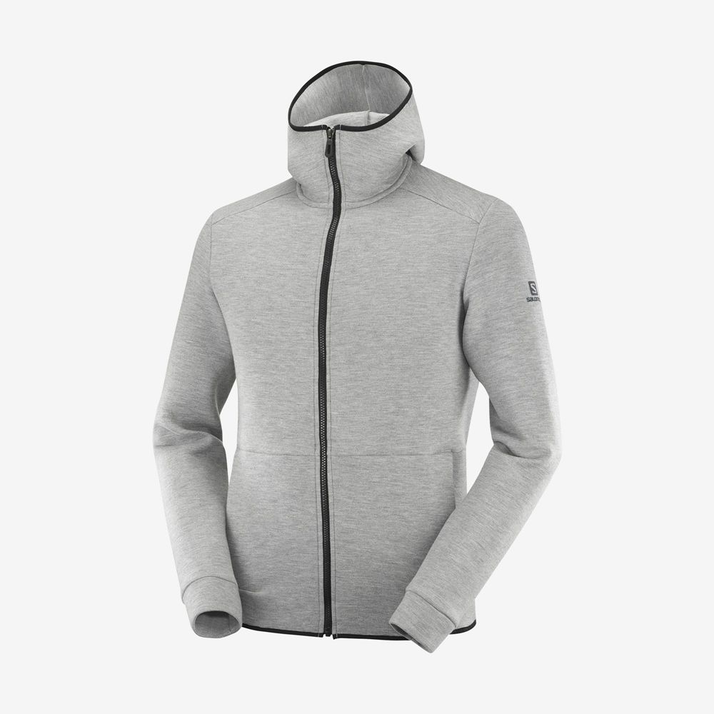 Mid Grey Men's Salomon ESSENTIAL WARM Midlayers | 073-OUYALB