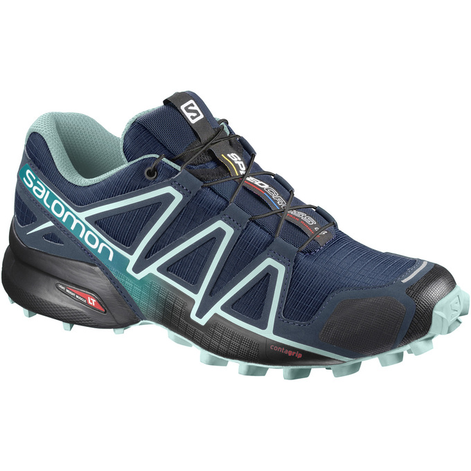 Navy / Black Women\'s Salomon SPEEDCROSS 4 WIDE W Trail Running Shoes | 520-ZLECND