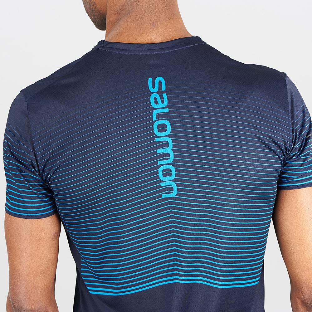 Navy Men's Salomon SENSE M T Shirts | 291-ZQCPJM