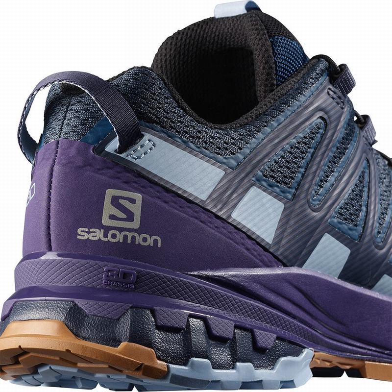 Navy / Purple Indigo Women's Salomon XA PRO 3D V8 Hiking Shoes | 674-LIPYSE