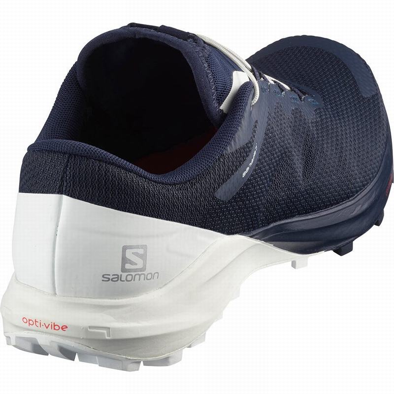 Navy / White Women's Salomon SENSE PRO 4 Trail Running Shoes | 476-DLHMUY