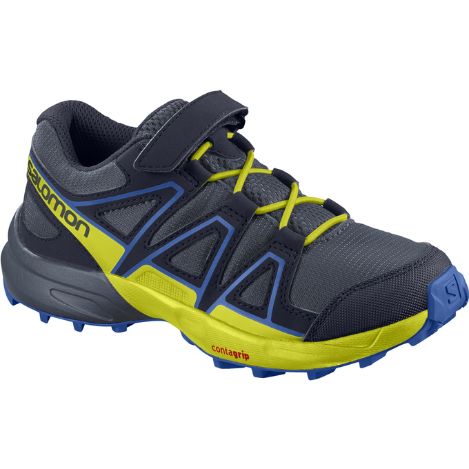 Navy / Yellow Kids\' Salomon SPEEDCROSS BUNGEE K Trail Running Shoes | 429-NURTHZ