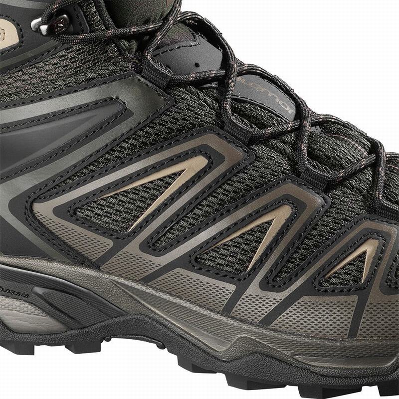 Olive / Black Men's Salomon X ULTRA MID 3 AERO Hiking Boots | 823-NAEIPS