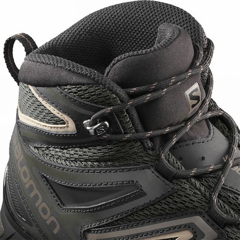 Olive / Black Men's Salomon X ULTRA MID 3 AERO Hiking Boots | 823-NAEIPS