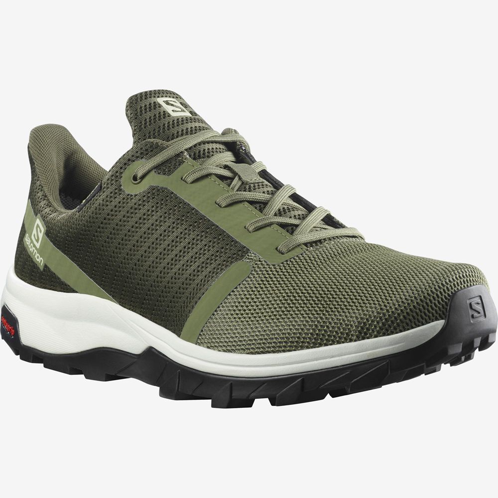 Olive Green Men's Salomon OUTBOUND PRISM GORE-TEX Hiking Shoes | 371-UVAKFS