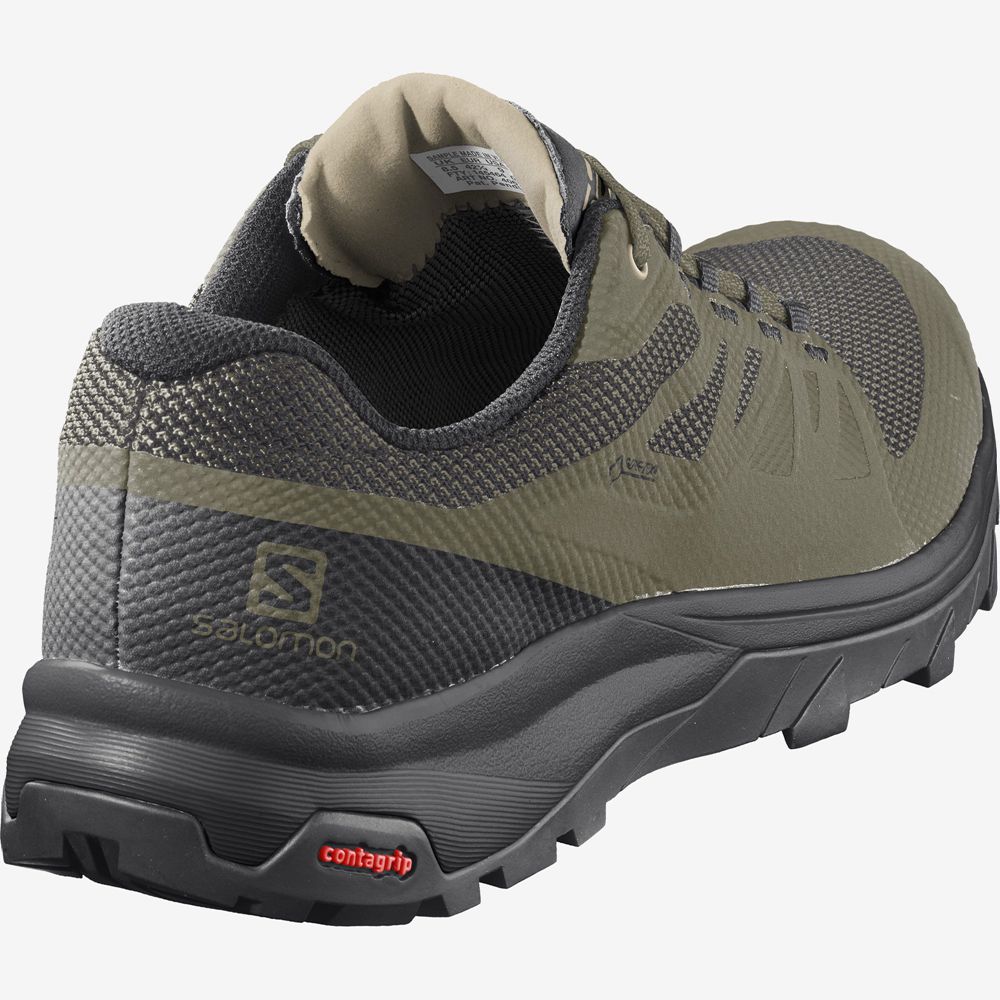 Olive Green Men's Salomon OUTLINE GORE-TEX Hiking Shoes | 725-YCXURT