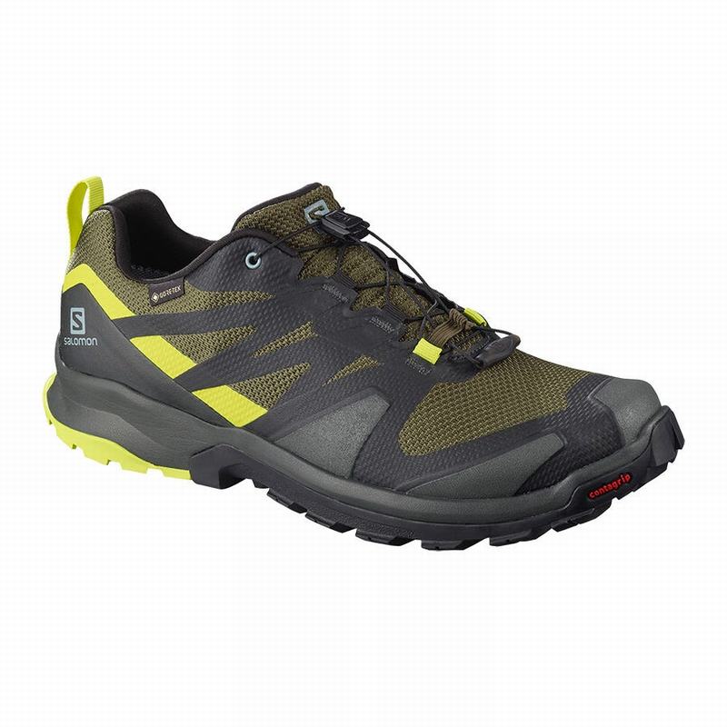 Olive / Light Yellow Men\'s Salomon XA ROGG GTX Hiking Shoes | 916-GXCWMQ